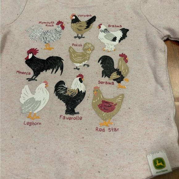 John Deere chicken tan sparkly long sleeve tee shirt - Picture 3 of 4